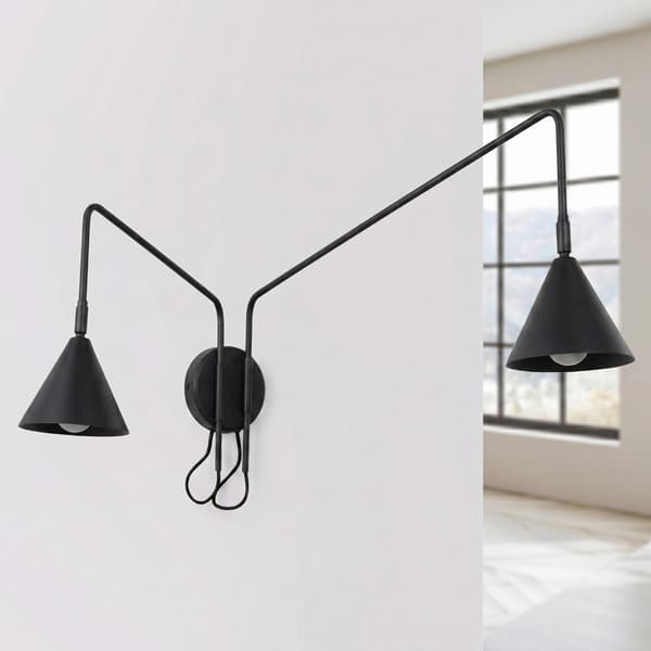 Vägglampa NOX 2 svart med strömbrytare Black