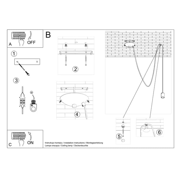 Pendel lampa EDISON 1 svart Black