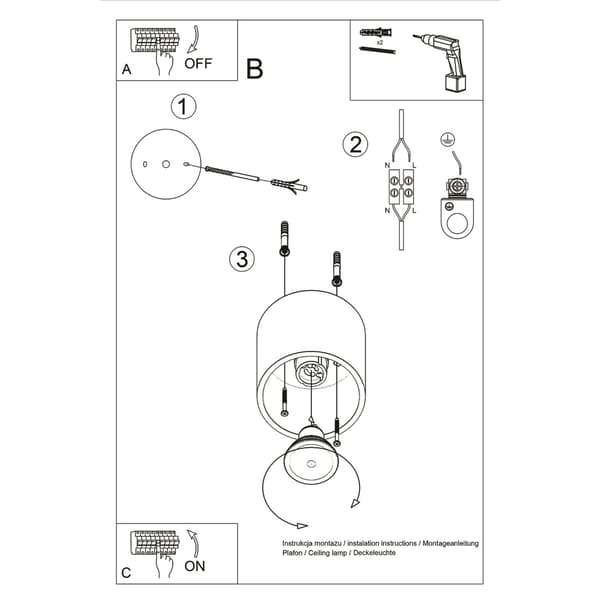 Taklampa ORBIS 1 vit White