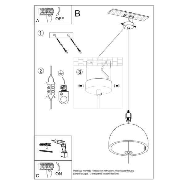 Pendel lampa PABLITO Grey