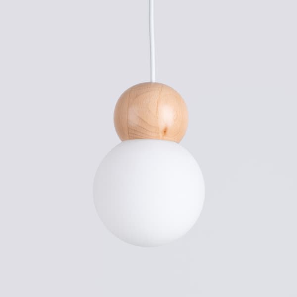 Lampada a sospensione PEKKA 1 bianco/legno naturale Vit