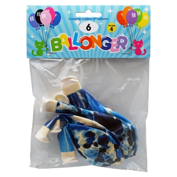Ballong Blå Marble Marmor 6-pack Latex Blå
