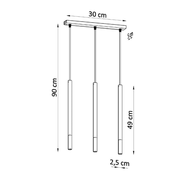 Hängande lampa MOZAICA 3L svart/krom Black