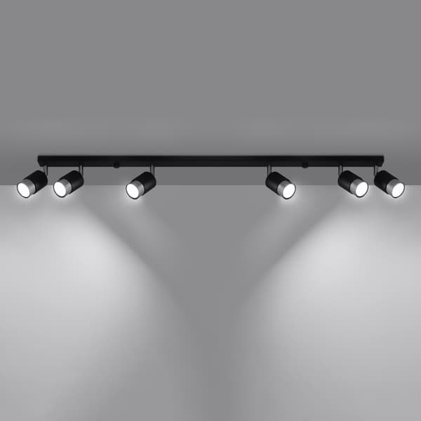 Taklampa NERO 6 svart/krom Black