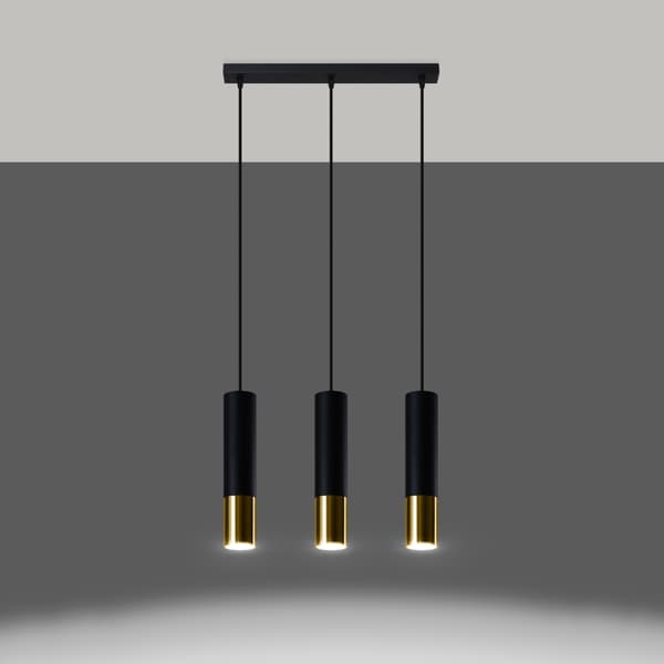 Pendel lampa LOOPEZ 3L svart/guld Black
