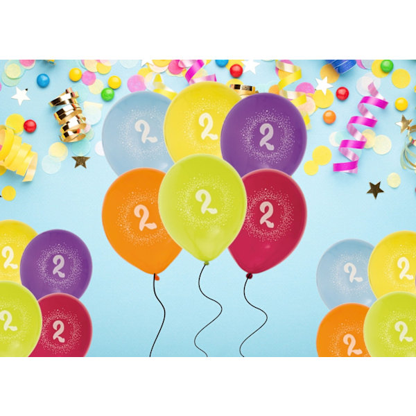 Ballong Födelsedag 2 år 6-pack Latex Mixade Multicolor