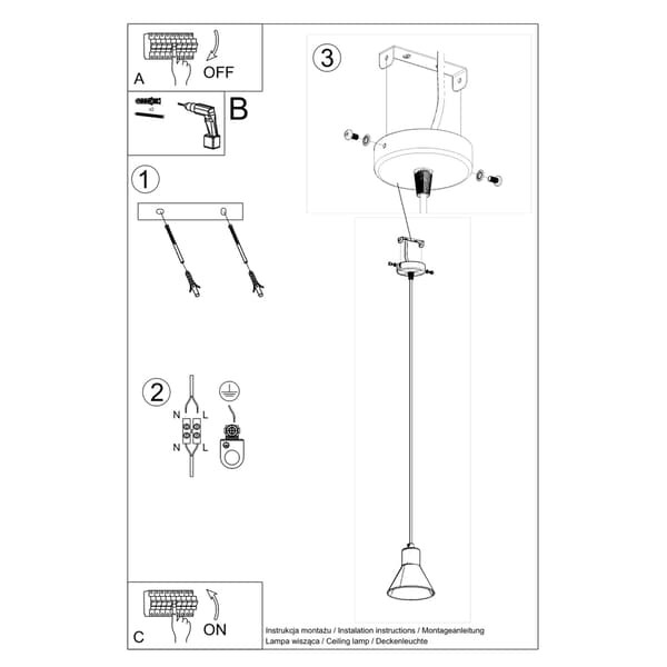 Pendel lampa TALEJA 1 vit [E27] White