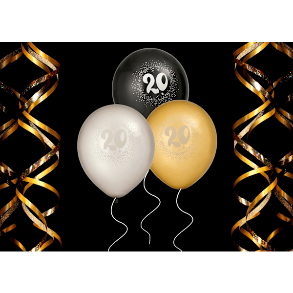 Ballong 20 år 6-pack Latex multifärg