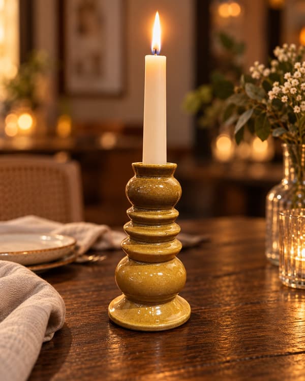 Ljusstake Keramik Brun 15,5 cm Brown
