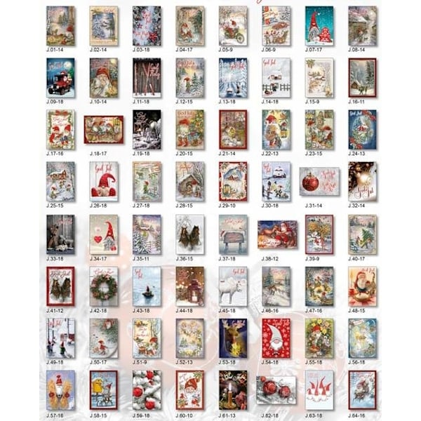 10-pack Vykort julkort  julvykort God Jul & Gott Nytt År Multicolor