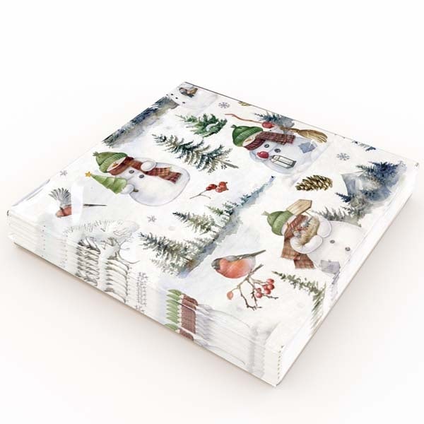 Servetter Snögubbeland 33x33 cm 20-pack multifärg