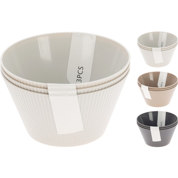 Skål Grå 3-pack Melamin grå