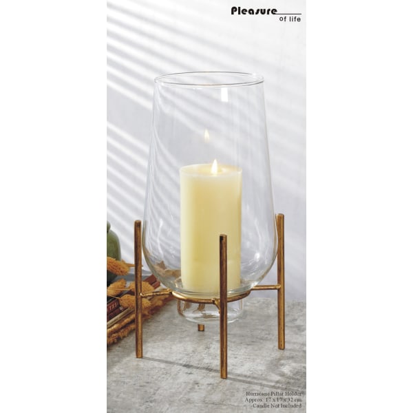 Vase / Lanterne messing 32cm metal lys lanterne Gold