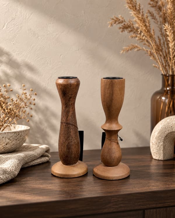Ljusstake Trä Mörkbrun 17,5 cm Dark brown