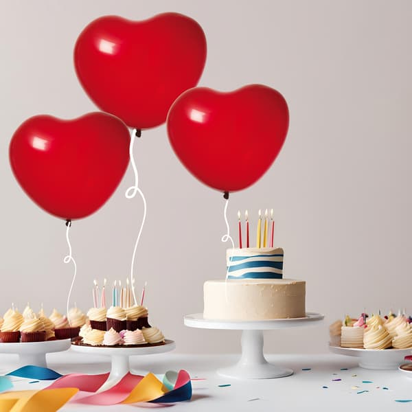 Ballong Hjärta Röd 8-pack Latex Red