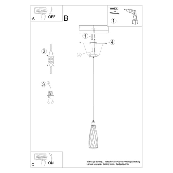 Taklampa SUBA 1 svart Black