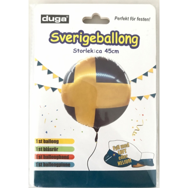 Folieballong 45cm ballong svenska flaggan student Blå