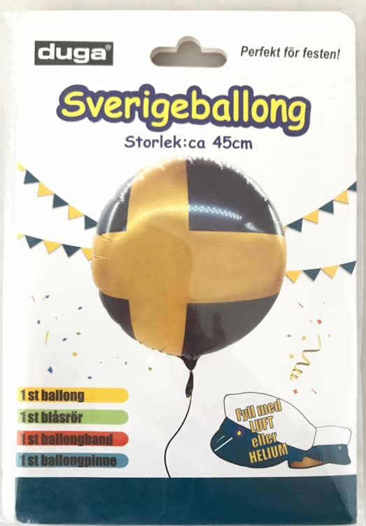 Folieballong 45cm ballong svenska flaggan student Blå