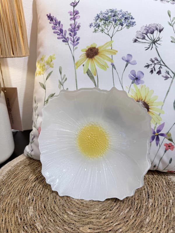 Skål Fat Blomma Glas 21 cm multifärg