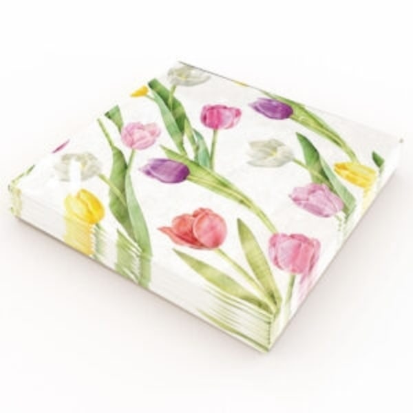 Kaffeservetter Tulpaner 25x25 cm 20-pack Multicolor