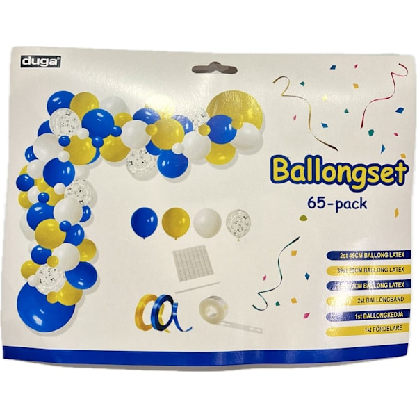 Ballonger Set Gul/blå/vit 52 stycken multifärg