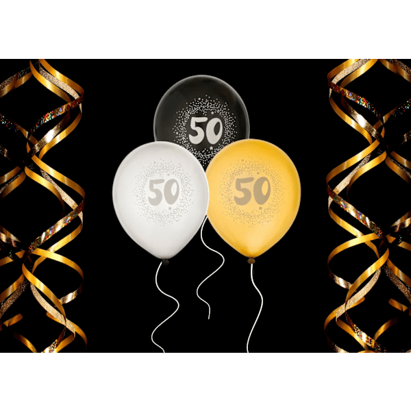 Ballong 50 år 6-pack Latex multifärg