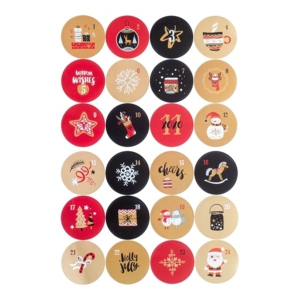 Stickers Jul Siffror 1-24 Advenstkalender Nummer multifärg