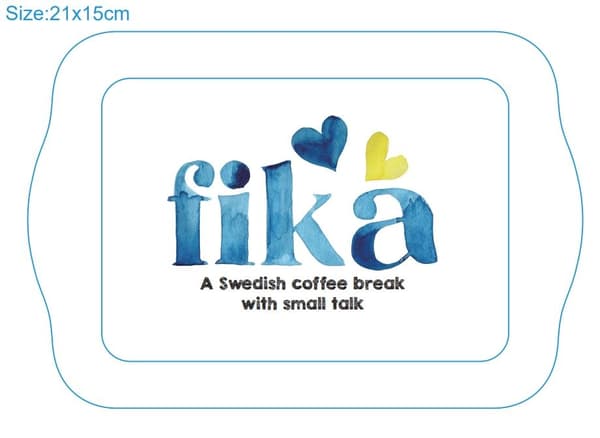 Bricka Fika Swedish 21 cm multifärg