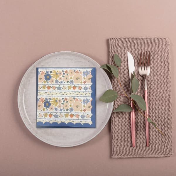 Servetter Blommor Blå 33x33 cm 20-pack multifärg