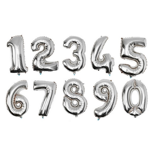 Ballonnumre 75cm sølv Silver one size