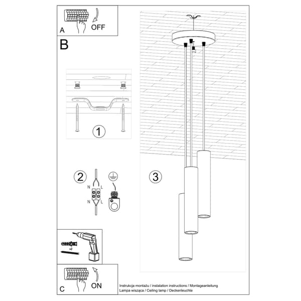 Pendel lampa LAGOS 3P vit White