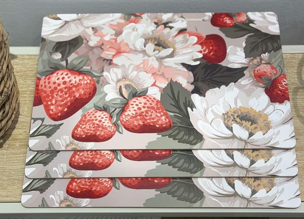 Underlägg Kork Jordgubbar 43x30 cm 4-pack multifärg