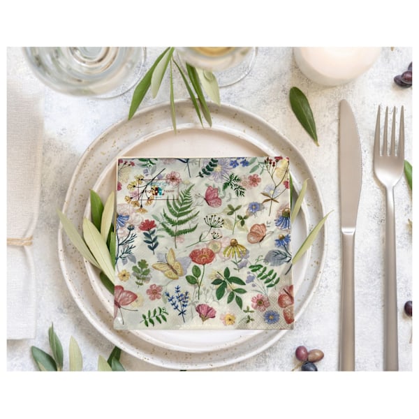 Servett Blommor 20-pack Vit