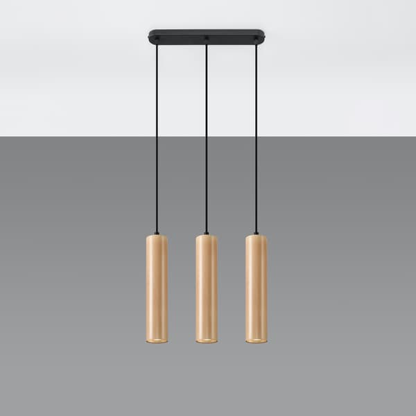 Hängande lampa LINO 3 trä Brown