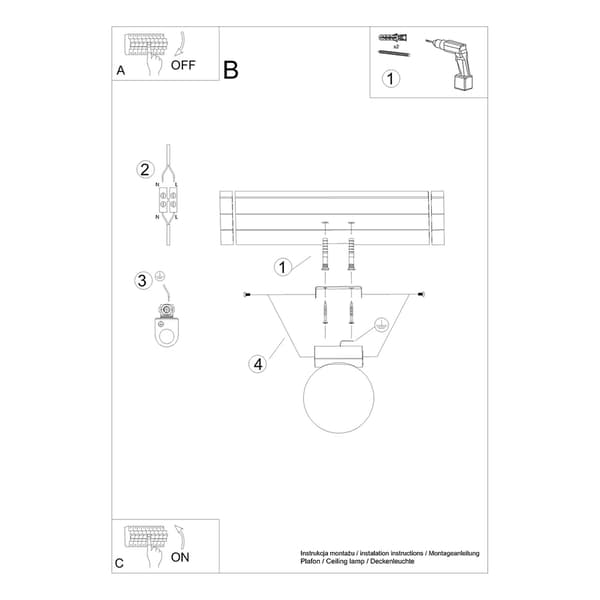 Taklampa YOLI 1 vit White