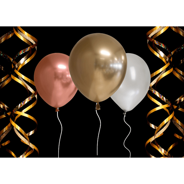 Ballong Blank Guld Spegelballong 6-pack 30 cm Latex Gold