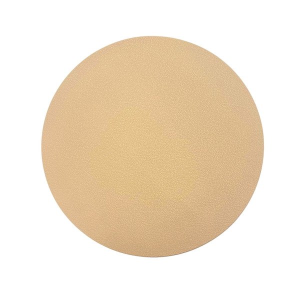 Underlägg Runt Läderlook Beige/Svart 4-pack Svart