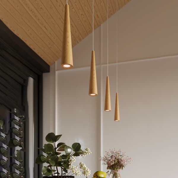 Pendel lampa SULA 3P naturträ Brown