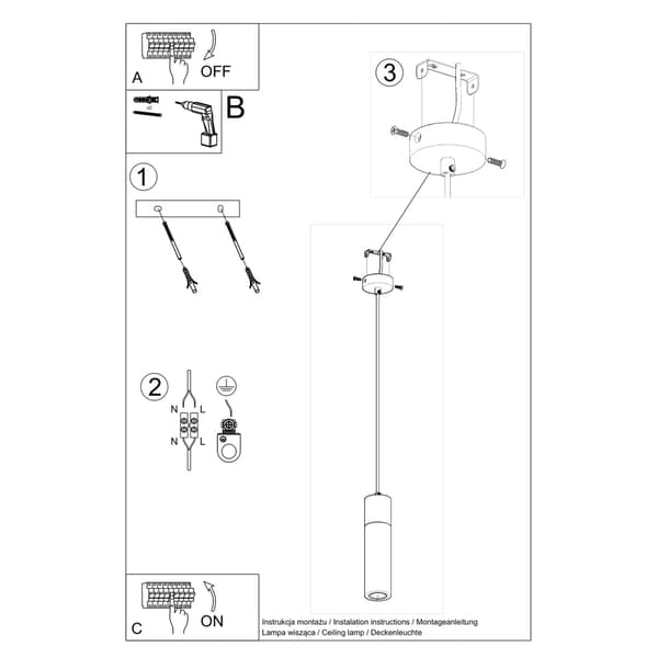 Pendel lampa ZANE 1 grå Grey
