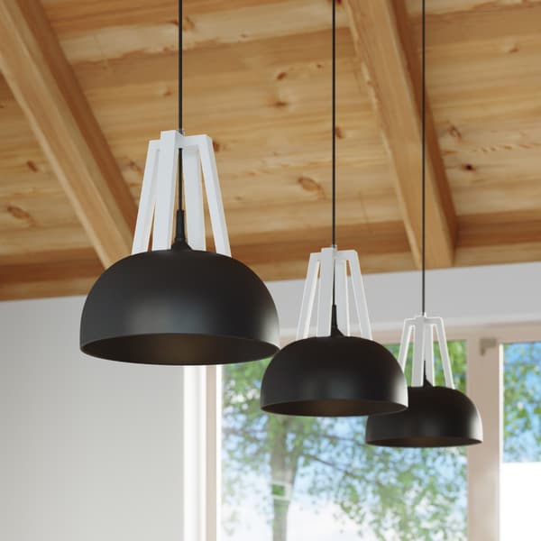 Pendel lampa CASCO svart/vit White