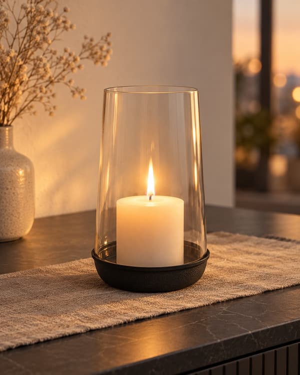 Ljushållare Svart Glas Metall 16 cm Black