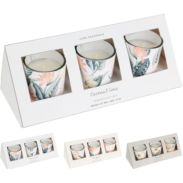 Doftljus 3-pack Frangipani Glas Khaki