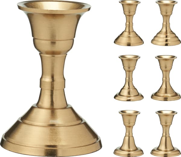 Ljusstake Metall Guld 8 cm Gold
