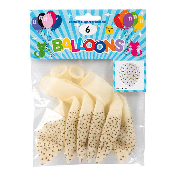 Ballong Konfetti Prickar 6-pack 30 cm Latex White
