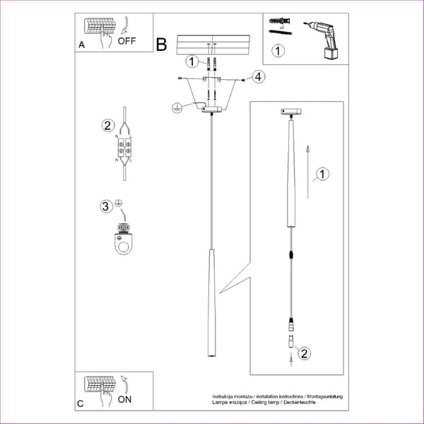 Pedantlampa BLISS 1 svart Black