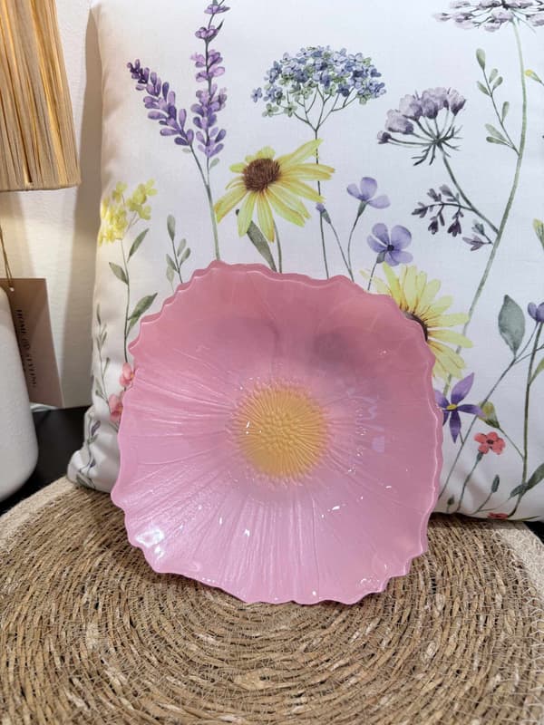 Skål Fat Blomma Glas 21 cm Multicolor