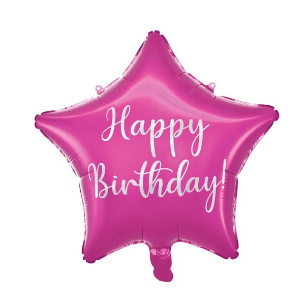 Ballong Happy Birthday Stjärna Rosa Folie Pink