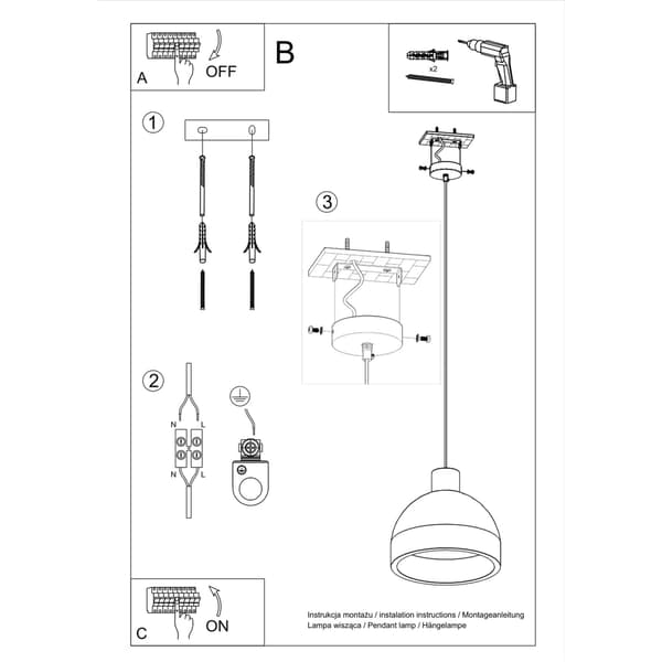Hängande lampa DAMASO Grey