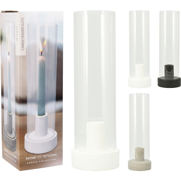 Ljushållare Ljusstake Glas Vit Svart Beige Svart