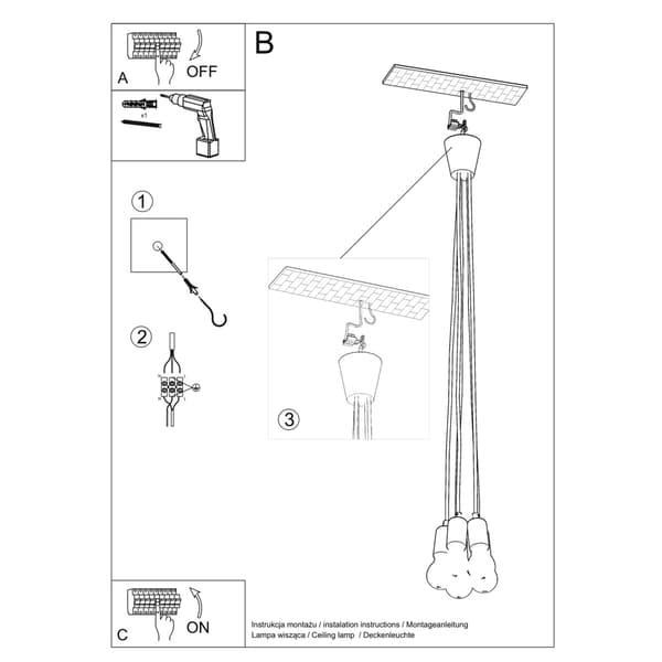 Pendel lampa DIEGO 5 grå Grey